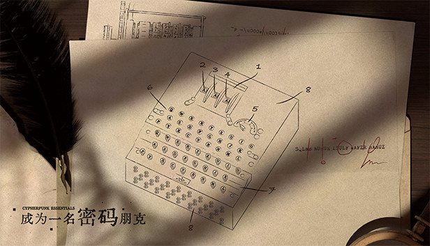 Cypherpunk Essentials cover: an Enigma machine sketched on paper